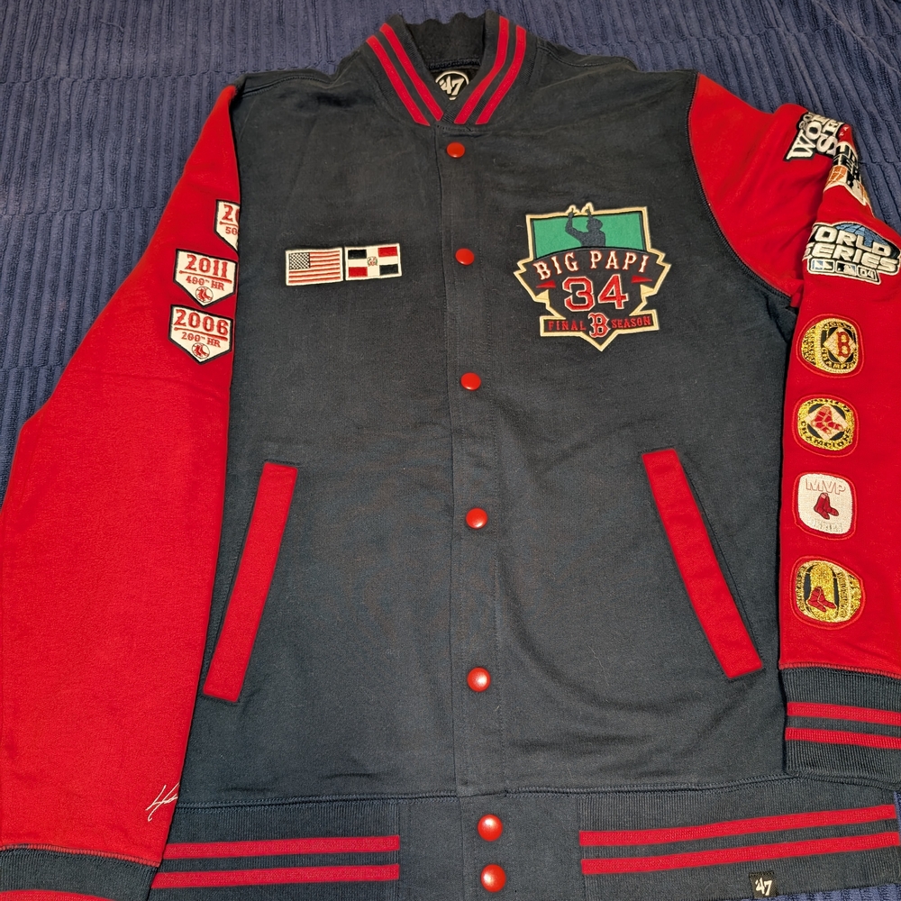 47 Big Papi Navy and Red Bomber Jacket